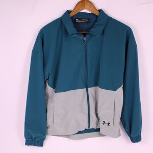 0323-Under Armour Colorblock Windbreaker Jacket Teal Gray XS